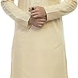 murih Men's Cream Cotton Blend Textured Kurta Pyjama Set-picture-42