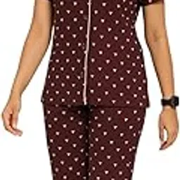 nsnt apparel Women's Cotton Pyjama Night Suit Set – Short Sleeve Shirt & Full-Length Pyjama | Soft & Breathable Sleepwear-picture-30