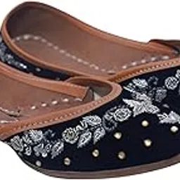 global prime Designer Emboidery with Stone Work Valvet Women's Ethnic, Punjabi jutis-picture-16