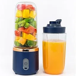 Portable Blender Electric Juicers Fruit Mixers USB Rechargeable Smoothie Mini Personal Juicer 6 Blades Kitchen Choppers for Fruit Vegetable Smart Portable Solution for Healthy Drinks (Blue)-picture-10
