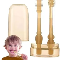 Tachobi Baby Oral Cleaning Brush 2 In 1 Toothbrush Tongue Brush Bpa Free Soft Silicone Bristle Oral Care ToothbrushFor Baby 6 Month To 24 Months With Storage Box | Multicolor 70 G-picture-16