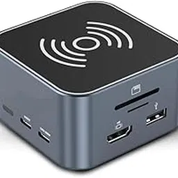 WeFly 12-in-1 Type C Dock with 4K HDMI, Mag.Safe Wireless 15W Ethernet Port, 4xUSB Ports, 2xType C PD 100W, Mic & Audio Port, SD & MicroSD Slot All Type C Devices - Mac/Book/Windows-picture-56
