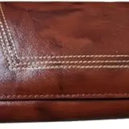 Orginal Leather Bifold Wallet with Multiple Card Slots, 2 Zipper Compartments, Handmade Purse, Brown-picture-12