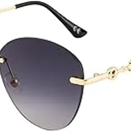 Latest and Stylish Cat-Eye Sunglasses For Women Special | Rimless & 100% UV Protection | Grey Graded Lens & Metal Frame | Gradient Lens | Medium | (54-20-140)-image-3