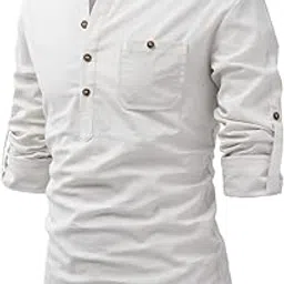 edin wolf Mens Full Sleeve Regular Collared Kurta (Medium, White)-picture-46