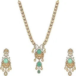 kushal's Fashion Jewellery Mint Victorian Polished Copper Kundan Necklace, Best for Casual Wear & Special Occasion - 449690-picture-16