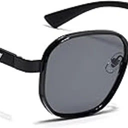 voyage Square Sunglasses for Men & Women (Black Lens | Shine Black Frame - MG7339)-picture-12