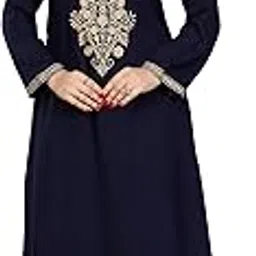 sanaa New Added Color - Women’s Solid 3/4th Sleeve Round Neck Full Length Embroidered Nighty-picture-35