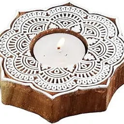 Haathka Homes Handcrafted Wooden Tealight Candles Diya Holder - Unique Designs for Pooja Room Decoration Items, Diwali Decoration for Home - Premium Candle Holder Stand (2, Mandala)-picture-26