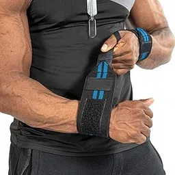 DreamPalace India GymWar Gym Gloves for Men Workout - Leather Weight Lifting Strap with Wrist Support-Free Size-Blue-picture-60