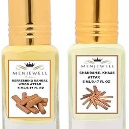 menjewell The Refreshing Sandal Wood & Chandan-E-Khaas Attar, 5 Ml (Pack Of 2)-picture-1