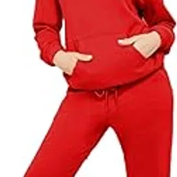 notwild Women's Casual Hoodies with Track Pant Set (Pack of 2) (M) Red-picture-14