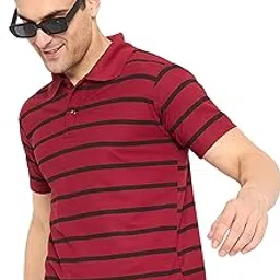 kasma Men's Cotton Blend Polo Tshirt Has a Short Sleeve & Straight Hem-SNGKS-STRIPES4MEHRUN-picture-34