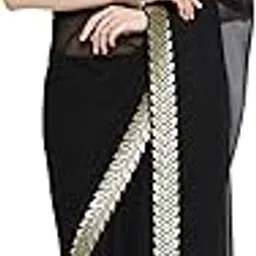 nirmohi fashion Elegant Solid Georgette Saree with Exquisite Lace Border - Stylish and Timeless-picture-32