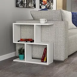 Wooden cave Coffee Table for Living Room Wooden (White) | Small Table with 3 compartments | Multipurpose - Sofa Side, Bedside and Coffee Table (Wooden)-image-24