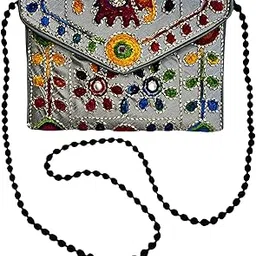 sutliyan Women's Jaipuri Handmade Damru Embroidery Small Sling Bag-picture-12