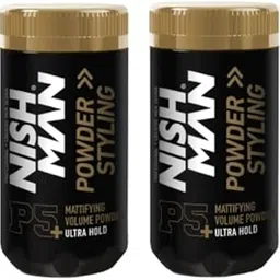 Nishman Mattifying Volume Powder Hair Wax P5+ ULTRA HOLD | Matte Finish | Vegan & Cruelty Free | Hair Voluminizing Powder Wax | Paraben & Sulphate Free 20-Gm (Pack Of 2)-image-1