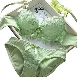 fixfolk Women's Cotton Blend Self Design Padded Bra and Panty Set | Comfortable Innerwear for Women (Pack of 1)-picture-35