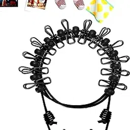 BanYakong Portable Clothesline 1 Pack with 12 Clothespins, Windproof Travel Camping Clothes line Retractable Elastic Laundry Drying Clothes Line for Backyard, Hotel, Outdoor and Indoor Use(Black)-image-5