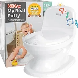 Nuby My Real Potty Training Toilet with Life-Like Flush Button & Sound for Toddlers & Kids, White(Pack of 1)-picture-34