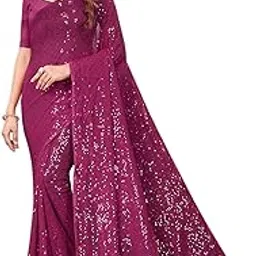 scallop Women's Sequins Georgette Fancy Saree With Blouse Piece-picture-37