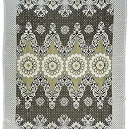 Varunavi Solapuri Chaddar Floral Motifs Double Blanket Bedspread Bed Sheet 72 in X 100 in (182X254 Cms) (Khaki)-picture-27