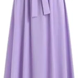 mansi parmar Women's High Waist Maxi Skirt with Bow Belt, A-Line, Lavender-picture-32
