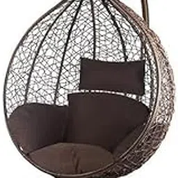 Luxury Jhula King Hammock Swing Chair with Cushion & Spring for Outdoor Indoor Living Room Balcony Garden Patio Hanging Swing for Adults Swing with Stand (Coffee Brown)-picture-28
