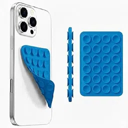 SpiderJuice 1Pc Silicon Double-Sided Rectangle Octopus Suction Sticker Cup Phone Case Mount Anti Slip Hands-Free Sticky Phone Stand Grip Holder Mobile Back Case for Selfies and Videos (Dark Blue)-picture-22