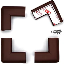 Baby Proofing Corner Protector for Kids Safety, Made in India Rubber Edge for Sharp Furniture Edges and Corners, A Baby Safety Product (30g/mt Dense, 4 pcs, L- Shape, Brown)-image-41