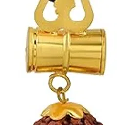 dulci Gold Plated Hindu God Shiv Mahadev Symbols Trishul Damaru Rudraksha Pendant Locket Necklace With Black Satin Silk Dori-picture-27
