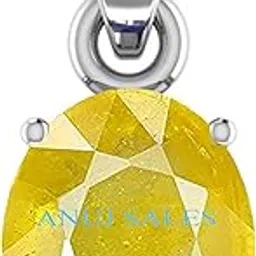 9.25 Carat AAA Certified Natural Yellow Sapphire Silver Plated Pendant/Locket for Men and Women-image-5