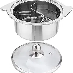 Enakshi (Label) Creations Hot Pot with Divider Hot Burner Cooking Pot for Restaurant Camping Household 16cm with lid|Home Decor|Figurines-image-82