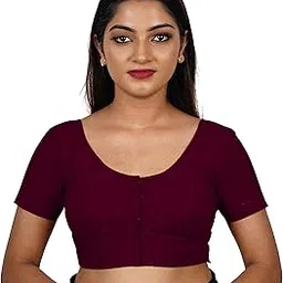 blouzy Women's Stitched Readymade 2by2 Plain Saree Wear Cotton Blouse, Regular Wear Blouse (Exotic Color Collections)-picture-17