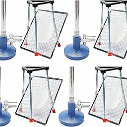 VVS (Bunsen Burner With Stop Cock And Brass Pipe-4, With Tripod stand-4, And Wire gauge-4) for lab use in school or colleges, flame or heat apparatus for many applications - Set of 12-picture-14