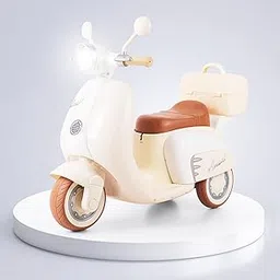 Little Rides Lambretta Scooter | Rechargeable Battery Operated Ride-On Bike for Kids | Ages 2 to 5 Years | Premium Ride-On Toy Bike for Toddlers - Children - (Cream)-picture-13