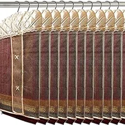 Kuber Industries Satin 12 Pieces Hanging Saree Cover Set (Peach)-CTKTC13510-picture-22