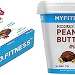 MyFitness Peanut Butter & PRO.FITNESS Protein Bar | Pre-Post Workout Combo | 21g Protein Crispy Chocolate Spread & 11g Protein Bars, Choco Berry | Cholesterol Free | No Trans Fat | 227g + (34g x 6)-image-29