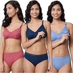 Lunavibe Pregnancy Nursing Feeding Bra Panty Set | Cotton Maternity Bra Set | Women Feeding Comfort Inner Set | Breastfeeding Support Lingerie Set | Soft Feeding Set-picture-34