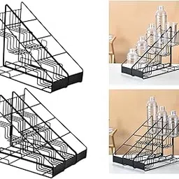 Coffee Syrup Rack Sturdy Space Saving Iron Wire Cosmetic Fridge Organization 2 Rows-picture-18