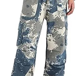 beyoung Cotton Oversized Camo Cargo Pants for Men | Baggy Fit | 6 Spacious Pockets | Plain Smooth Texture | Men Cargo Pants-picture-44