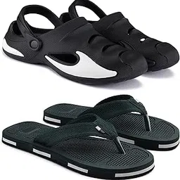 Men’s Stylish Slipper and Clog Combo | Orthopedic, Anti-Slip, Lightweight EVA Footwear Perfect for Casual & Daily Use (Pack of 2)-image-0