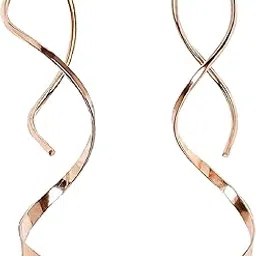 vdkidkt Spiral Threader Earrings for Women, 18G Stainless Steel Drop Dangle Handmade Twisted Linear Curved Dangling Minimal Earrings-picture-28