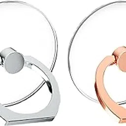 2 PCS Phone Holder for Hand, Transparent Crystal Ring Holder, Phone Ring Grip for Video Calls, Selfies, and Hands-Free Viewing-image-2