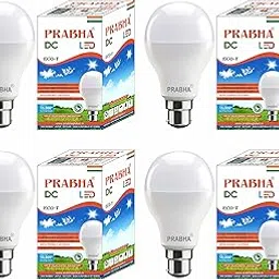 Prabha 12 Watt 12V DC Led Bulb, Base- B-22, Size-A65, Works on any 12V Battery and Solar Panel. (WHITE, 4)-image-0