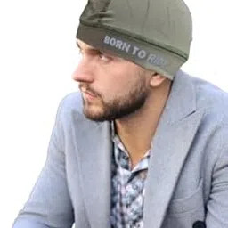 PartyFlex Helmet Skull Caps Bike Polycotton Head Caps Hair Inner Helmet Cover Cap for Bikers Sweat Cooling Skull Cap for Cycling - Black Pack of 1, for Men-picture-26