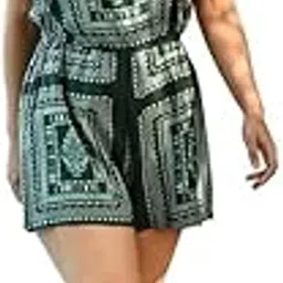 aaheli Women's Green Rayon Floral Printed Jumpsuit | Short Sleeve Casual Romper with Waist Tie & Relaxed Fit | Comfortable Summer Outfit for Brunch, Holidays, Day Outings & Travel Wear | Size L-picture-22