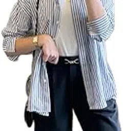 Womens Striped Shirt | Stylish Casual Shirt for Women | Trendy Button Down Top for Office-picture-49