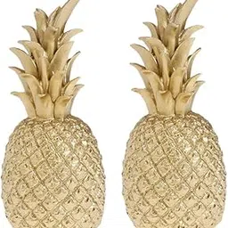 CALANDIS 2pcs Creative Resin Pineapple Shaped Ornament Golden Showpiece 5.5x5.5x15cm | Figurines image 1