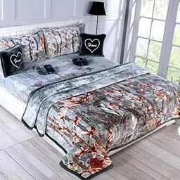 ELSTONE HOME with Device Fleece Winter King Size Woolen Warm Double Bed Bedsheet/Velvet Bedheet For Winter With 2 Pillow Covers/Heavy Stuff Bedsheet - 228X269 Cm, Multi-Coloured-07-image-9